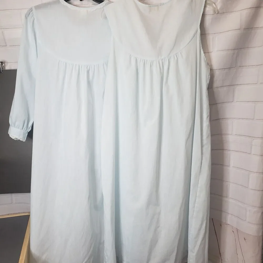Vintage Barbizon Two-piece Peignoir Set Blue Robe & Gown Grandmacore Cottagecore - Picture 8 of 8